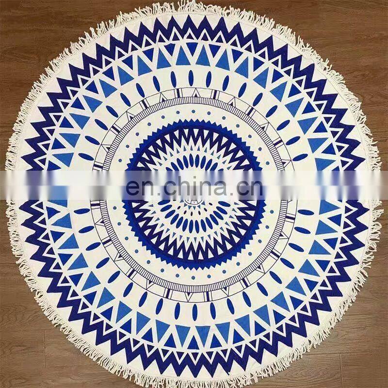 cotton cheap custom reactive printed round beach towel mandala scarf