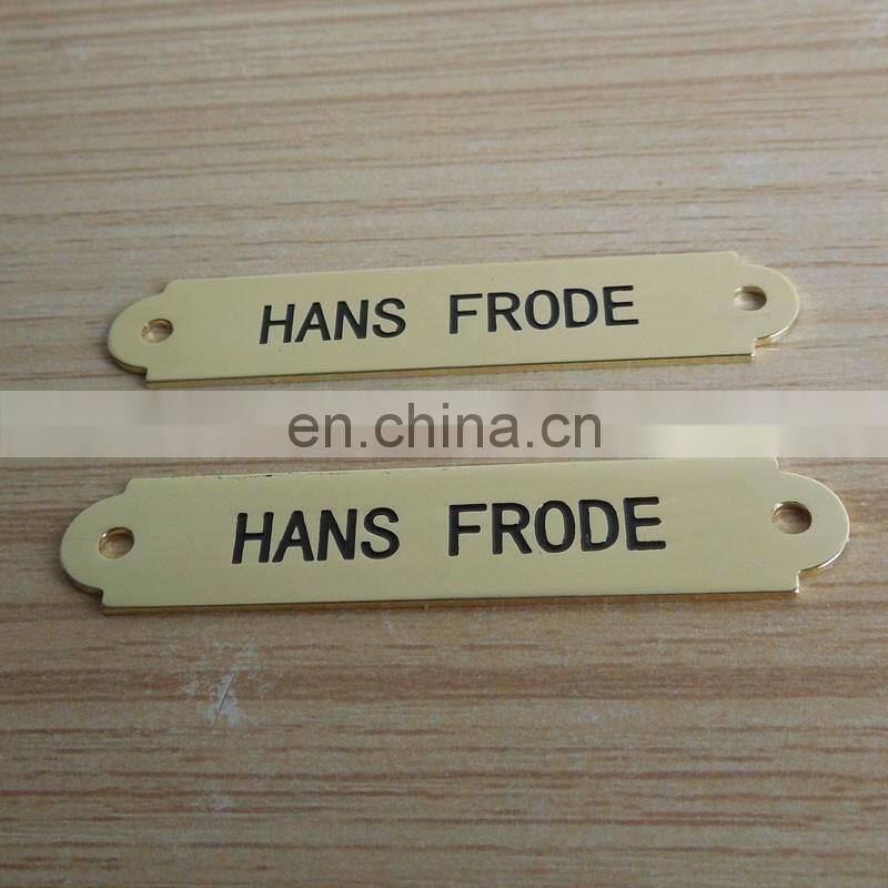 custom made metal logo engraved oval silver plate with two hole