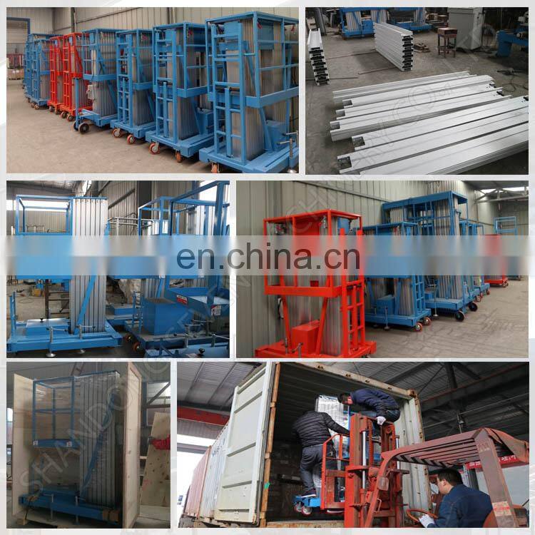 7LSJLII Shandong SevenLift portable adjustable double masts climbing mobile aluminium manual aerial work platform