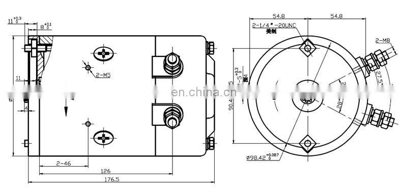 ZD2420 24V 2.2KW DC Motor With Carbon Brush 2700RPM 114MM Outsdie Diameter For Connecting Gear Pump