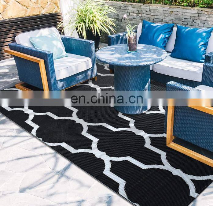 100% pp woven rug black and white