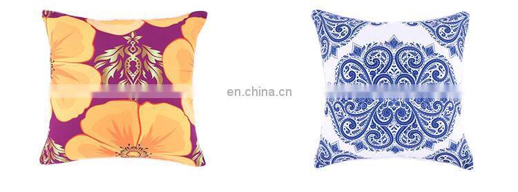 Wholesale decorative stocking flower printed polyester canvas outdoor cushion cover with white piping and invisible zipper