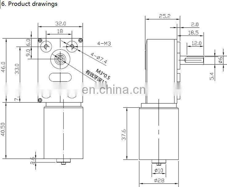 ChiHai Motor GW4632-BL2838  Dc brushless worm gear motor power off self-locking 24V25w long life for robot and electronic locks