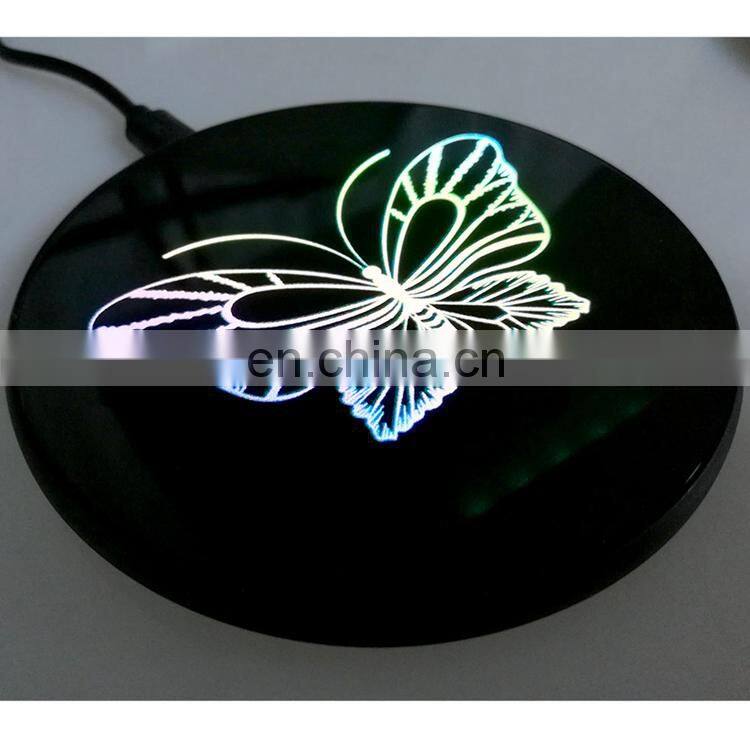 10W Fast Charging Charger Promotional Qi Wireless Charger with Customized Glowing logo