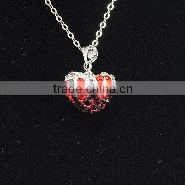Wholesale Heart Shape New Arrival Double Colors White and Purple Crystal Clay Shamballa With Silver Chains Necklace