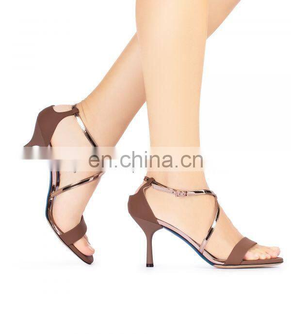 double ankle strap design women heels sandals shoes