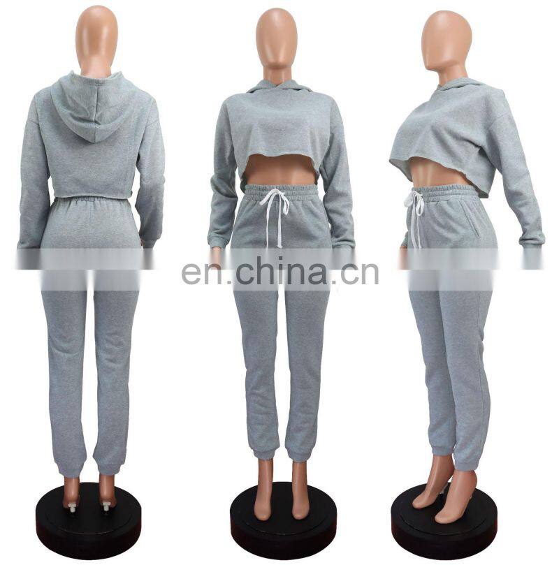 Customized wholesale two-piece women's casual wear two-piece hoodie plus size sweatpants suit jogging suit women
