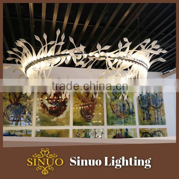 Unique crystal custom museum ring white chandelier