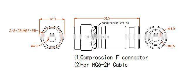 YUXUN F Type Connector RG 6 Male RG6 Compression Connector