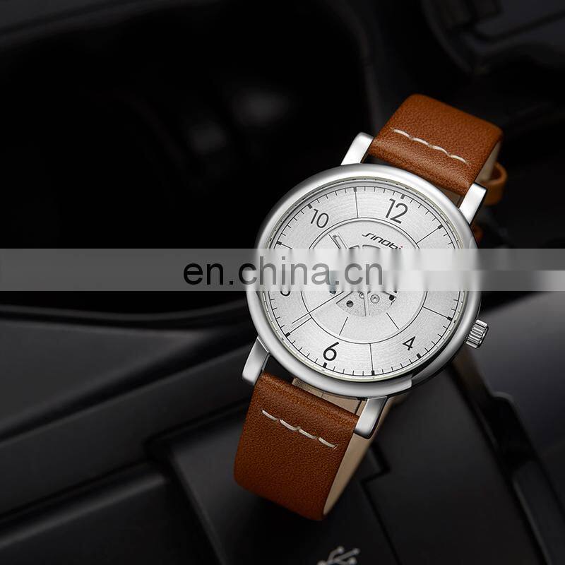 SINOBI Classic Wristwatch S9843G Stainless Steel Man Watch relogio Custom Logo Hollow Out Dial Watches Montre Homme