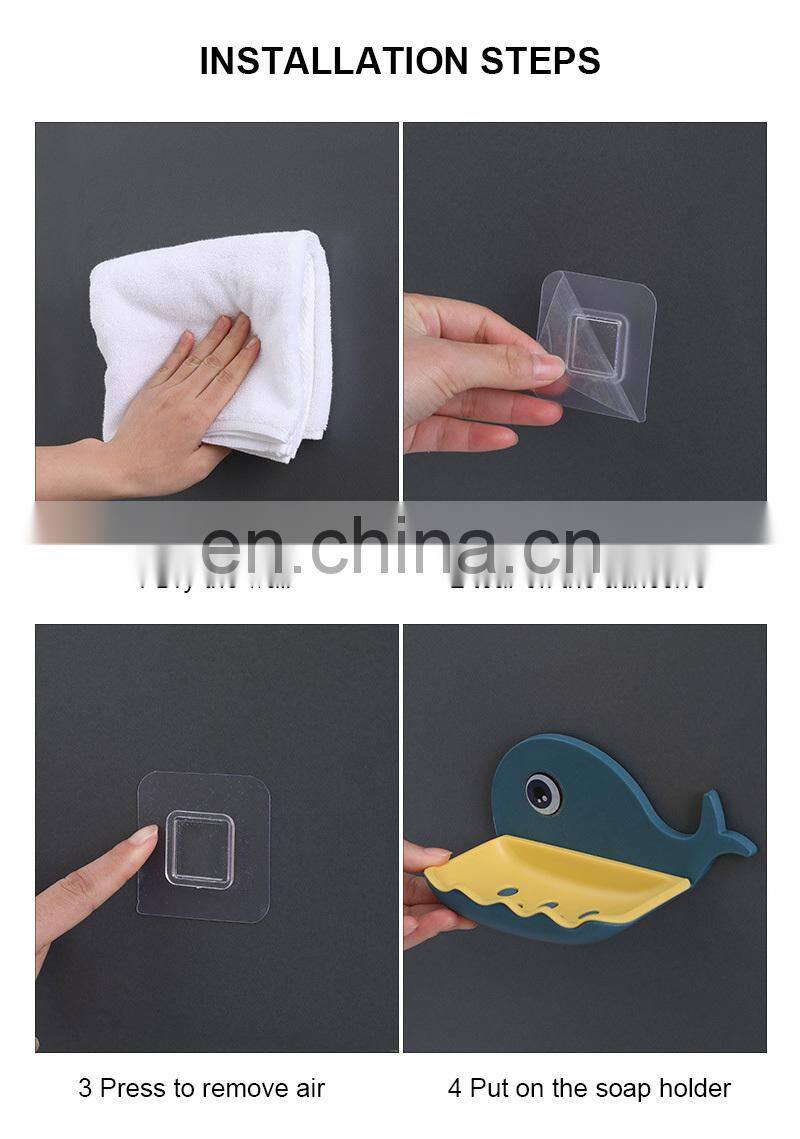 Cartoon Whale Bathroom Soap Dish Holder Bathroom Soaps Box Storage Shelf Plastic Wall Mounted Draining Organizer Tray