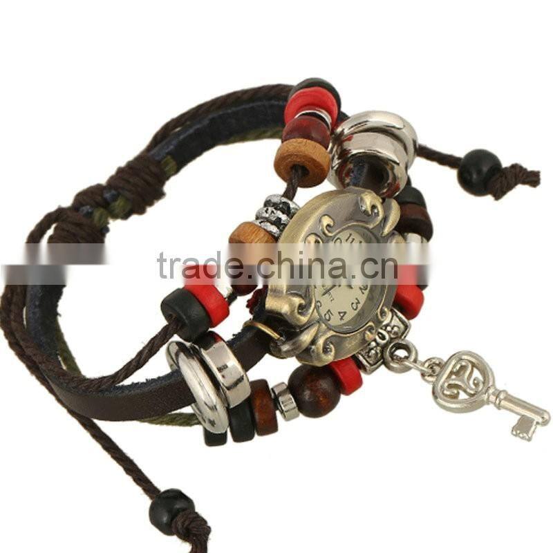 ethnic jewelry multi wrap watch leather bracelet personalized multy layer strand snap buckle bracelets