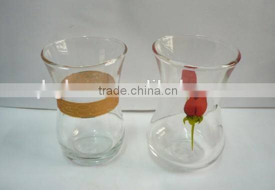drinking tea glass cup/ glass milk tea cup with engraved pattern