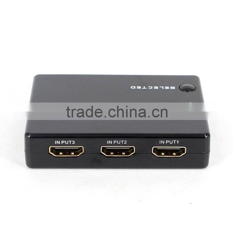 Seamlessly 3x1 HDMI switcher 3 in 1 out support remote control with audio amplifier up to 1080P