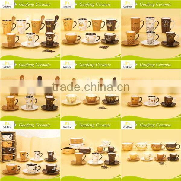12 oz new style ceramic wholesale cups and saucers