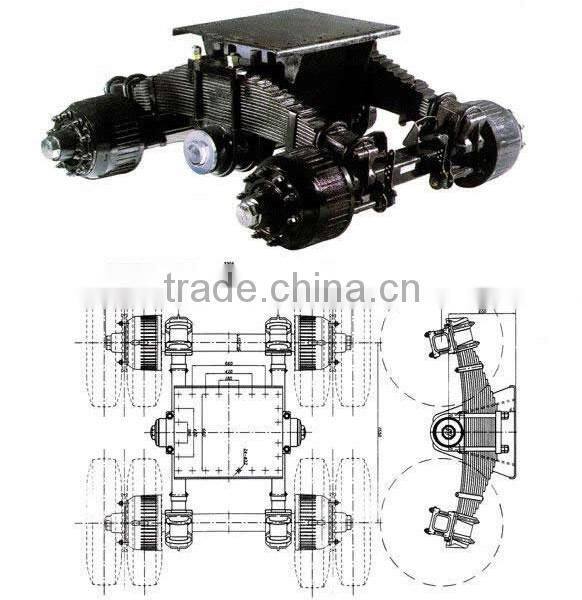semi-trailer bogie suspension with axle