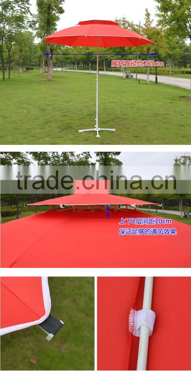 Gaint double layer red sunshade patio umbrellas 3m