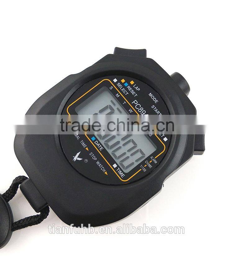 LCD Chronograph Digital Sport Stopwatch Handheld Timer Stopwatch with Strap