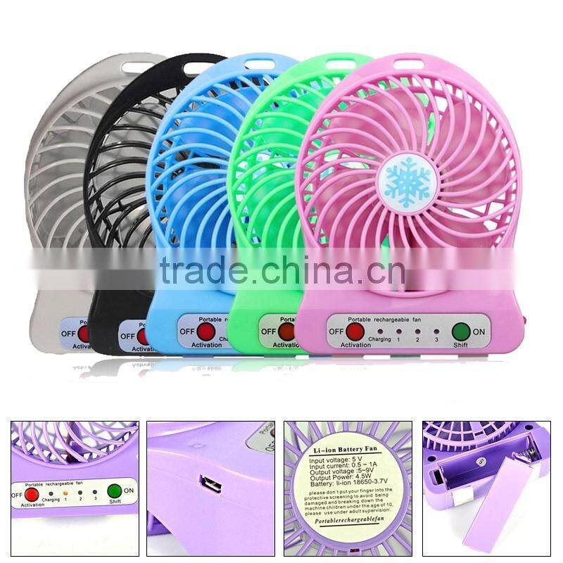 Summer Gift USB 18650 Battery Operated Adjustable 3 speed Fan For Family Travelling