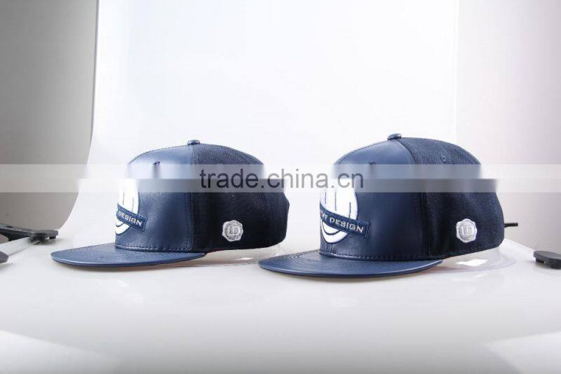 High quality snapback hat embroidery leather sanpback hat