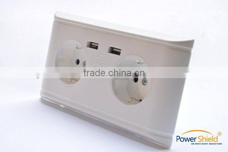 Hot sales Type F Germany Deutschland 2 AC power supply + 2 daul USB Schuko Steckdose 250V 16A with CE