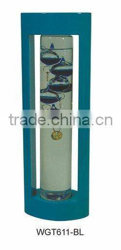 Galileo Thermometer with Wood Frame Purple