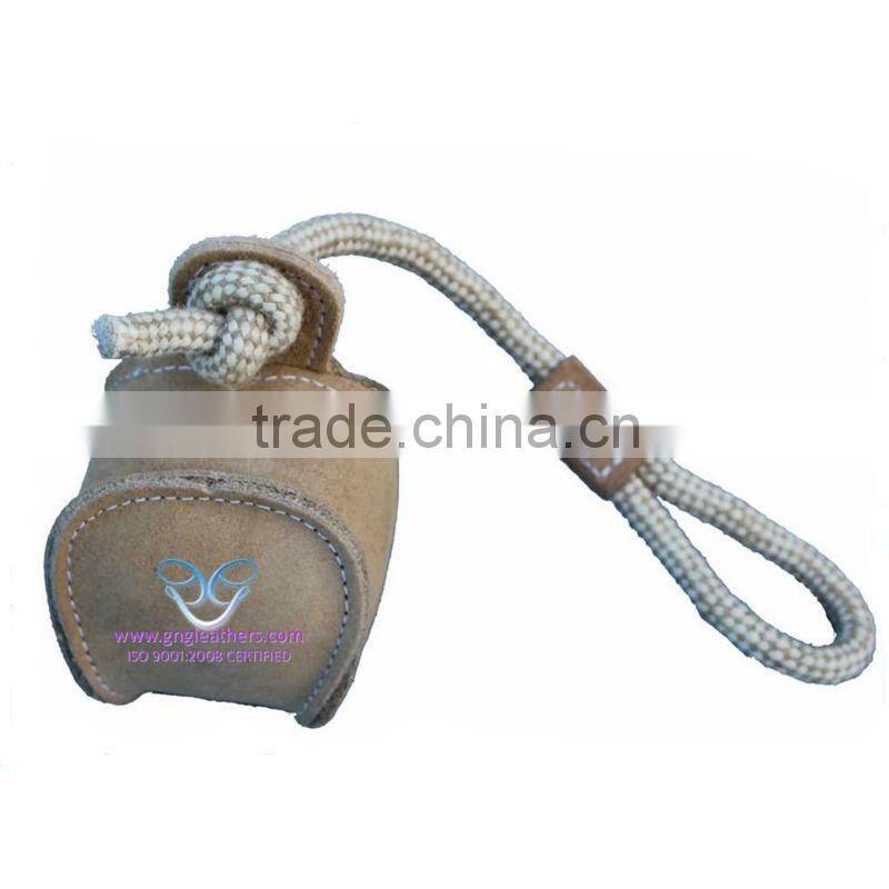 Suede Leather Dog Playing Tennis ball Camel