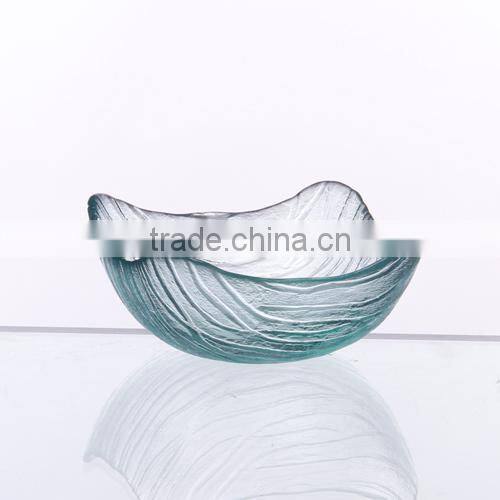 Green Color Glass Dip Bowl with Wavy Rim