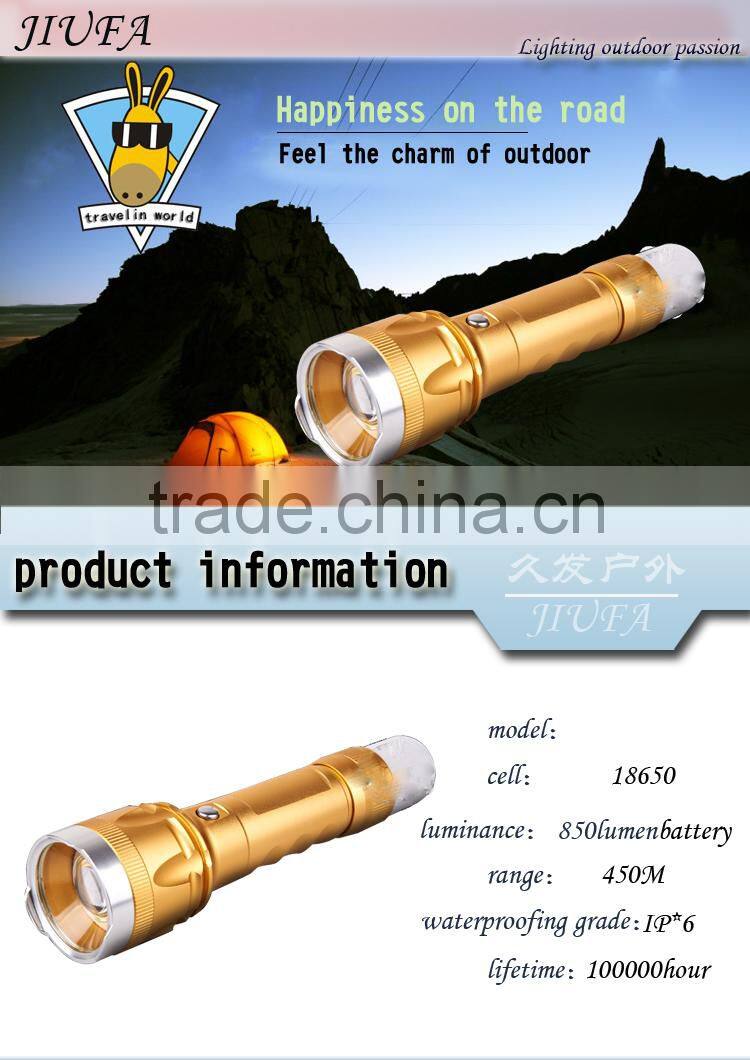 JF zoom double headed 26650 strong light flashlight rechargeable outdoor long distance phone recharge fishing lamps