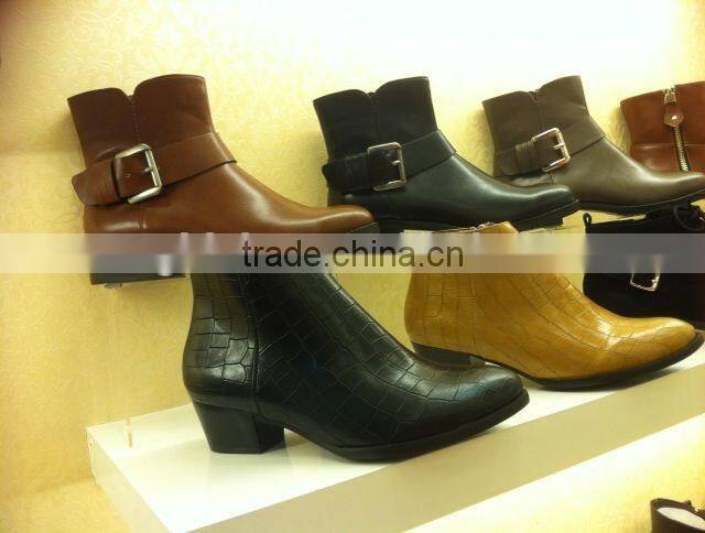 2014 fashion ladies ankle boots ladies low heel dress boots pu leather boots