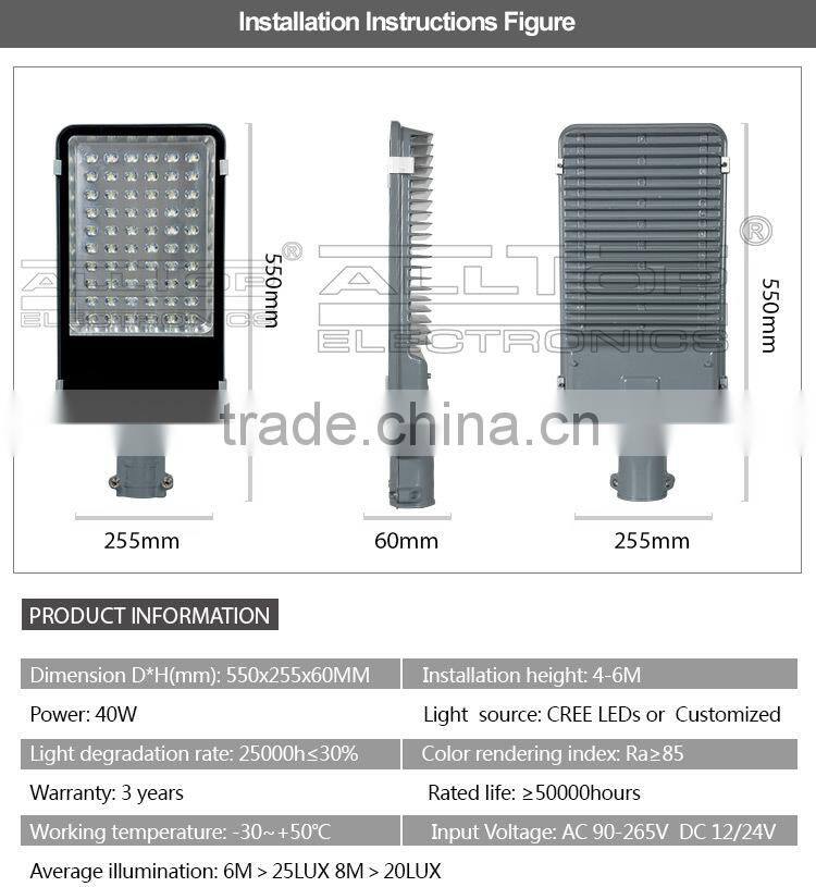 Waterproof ip65 bridgelux cob energy saving led street light 60w
