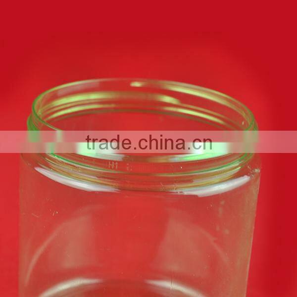 300ml green clear PET plastic candy can for food packaging