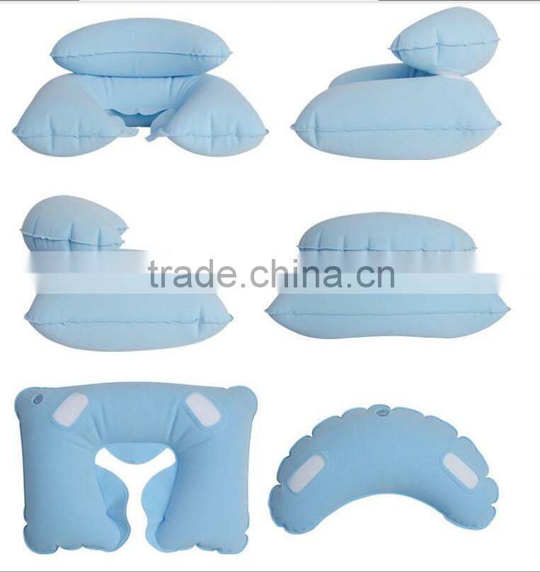 Soft Outdoor Inflatable U Shape Neck Pillow Travel Air Pillow Beach PVC Inflatable Cushion Camping Head Rest