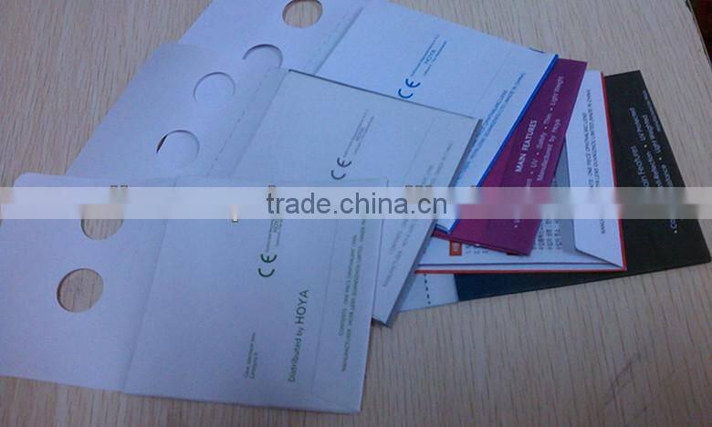 Lenticular aspherical padded optical lens premium envelope package for lens with holes for sticker