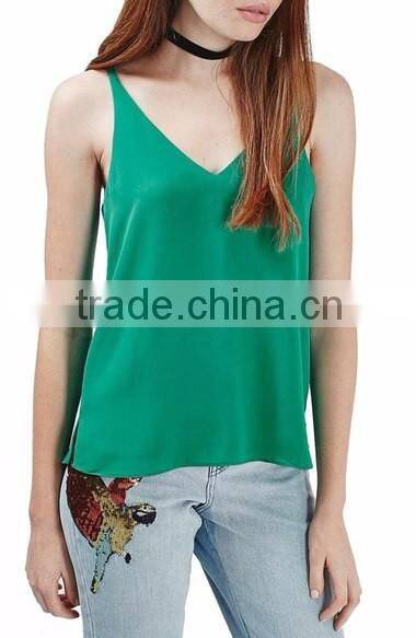 Ladies Double Strap V-Back Fancy Spaghetti Strap Camisole Tops