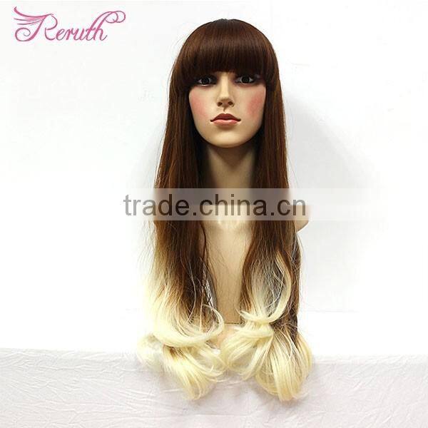 Fashion Pretty Tangle Free Customized Long Wave Human Hair Wig