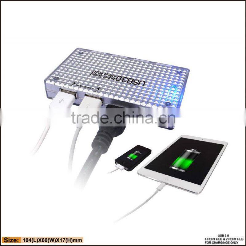 New 6 USB3.0 CHARGING HUB for tablet pc-4 PORTS 3.0 HUB +2 Ports Charging hub for mobiles and Tablets