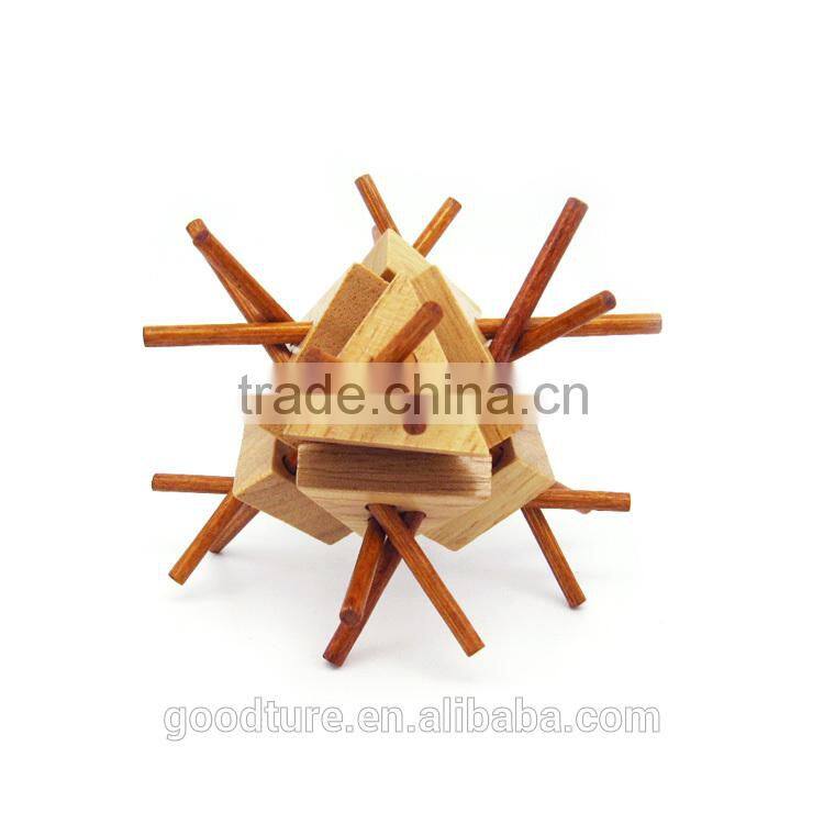 2015 Hot Sale Wooden IQ Intelligent Puzzle Magic Puzzle Kongming Lock Brain Teaser Model Number GAD1088