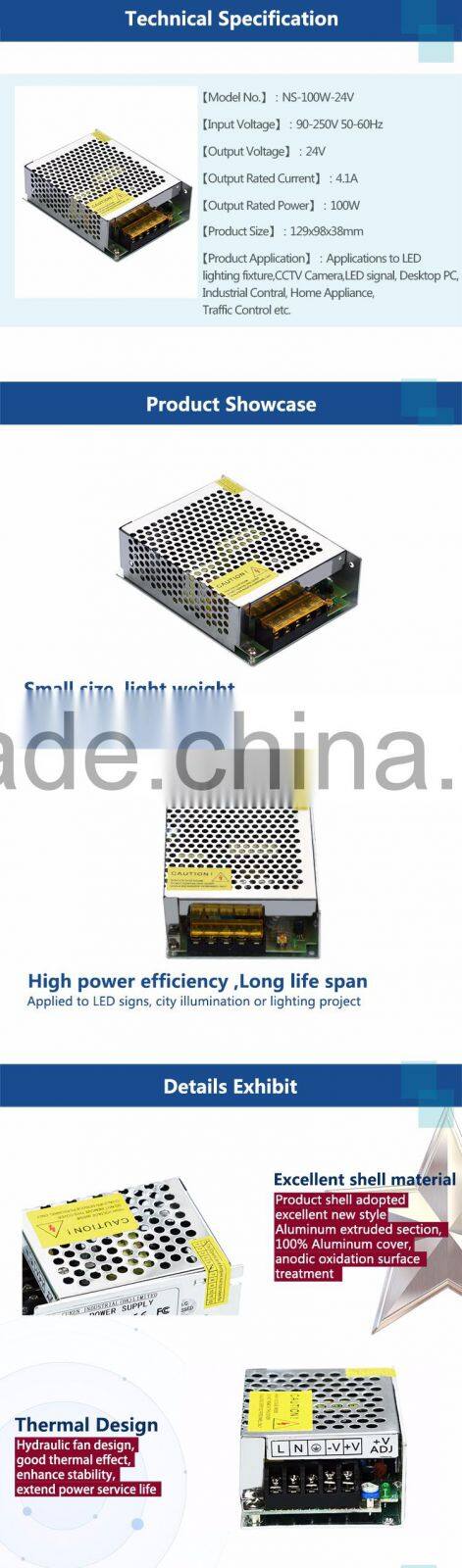 100W 24v 4.1a Single Output universal power suplies for lighting box