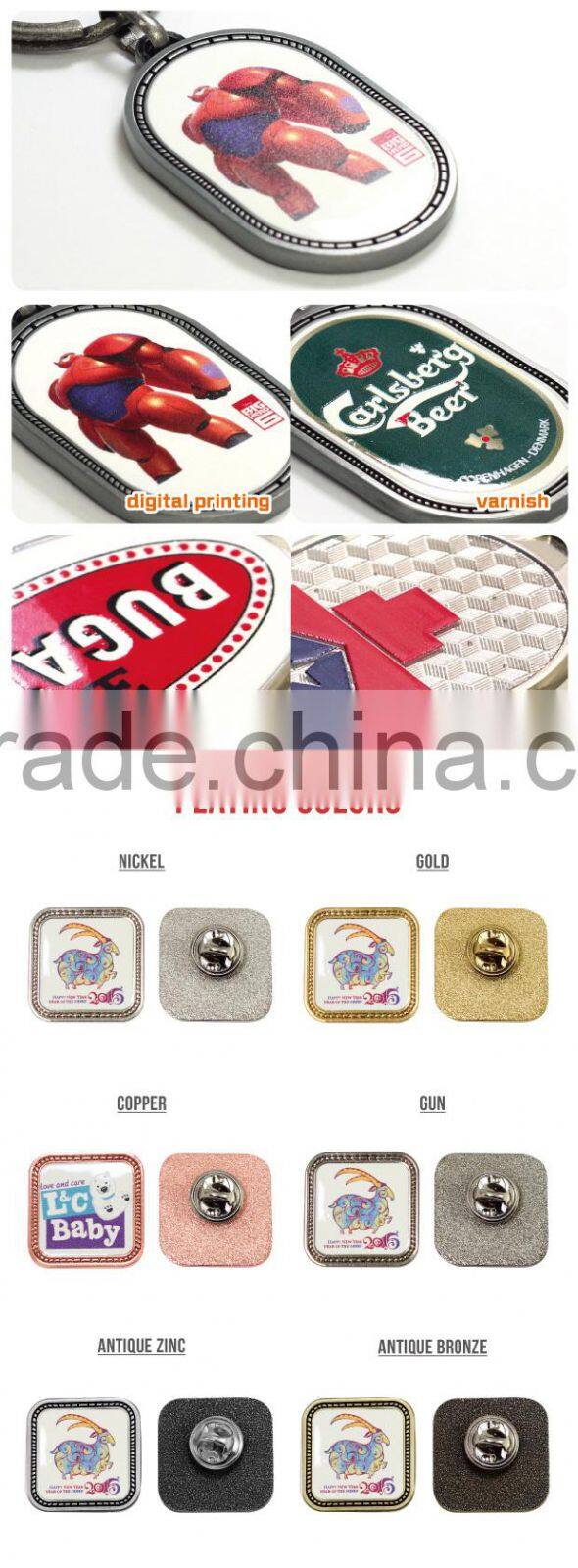 Good quality 6 plating badge wholesale cheap custom printed pins