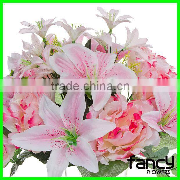 18 head artificial peony and lily flower wedding decoration centerpieces