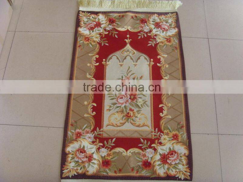Artificial silk imitate handmade muslim prayer rug