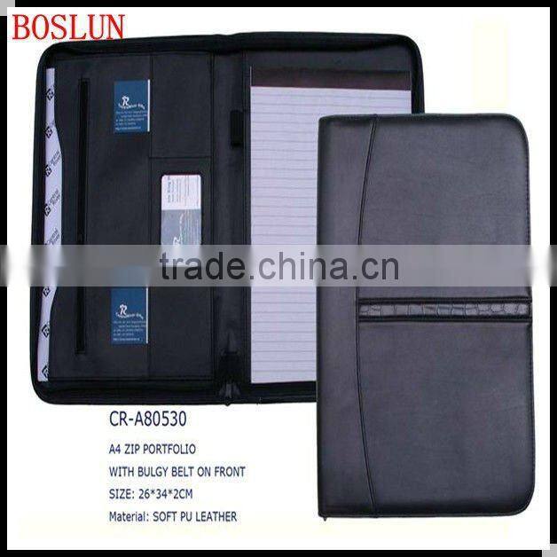 Zipper multifunction pu leather caculator business manager portfolio folder