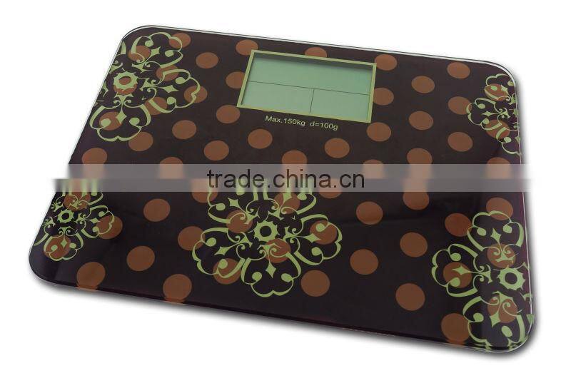Beautiful printing Super large LCD electronic Personal weigher control human health bathroom scale