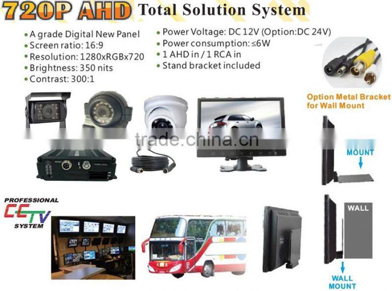 9" AHD Digital Monitor RTD Program with touch button resolution 1280x720