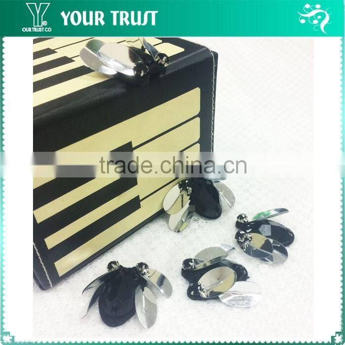 Handmade Hot Pink Silver Pink Rhinestone Sequin Applique Patch