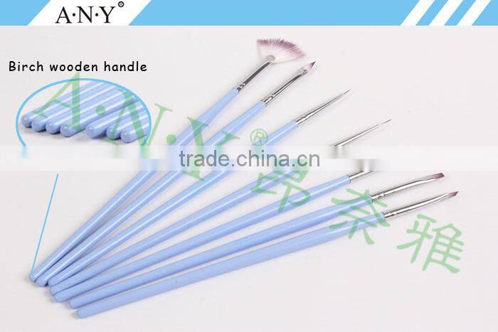 ANY Nail Artist Using Nails Design Wood Handle 7PCs Nail Brush Set