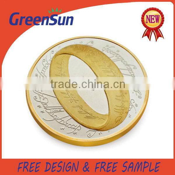 China supplier special design gold sandblasting coins