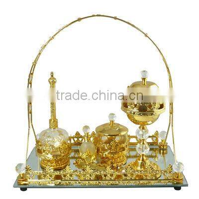 2016 latest fancy dinnerware sets with decorative mirror base