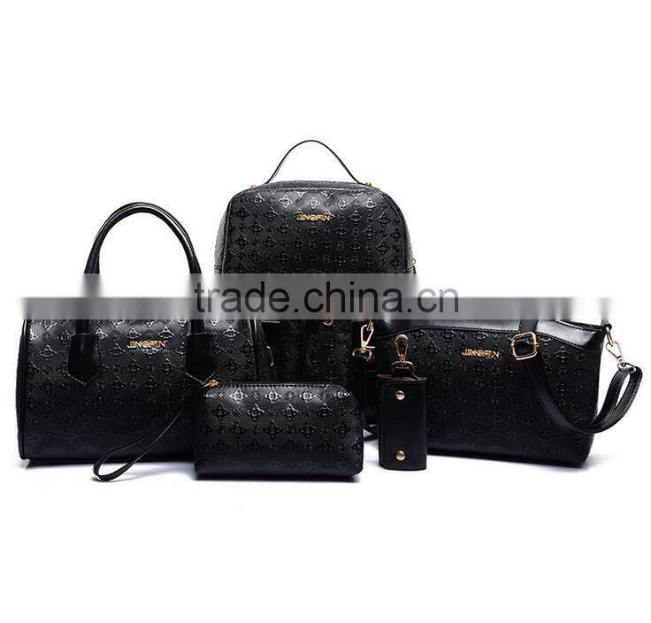 6 For 1 Woman's Bag Set PU Leather Backpack,Handbag,Shoulder Bag,Pen Holder,Pouch,Key Holder